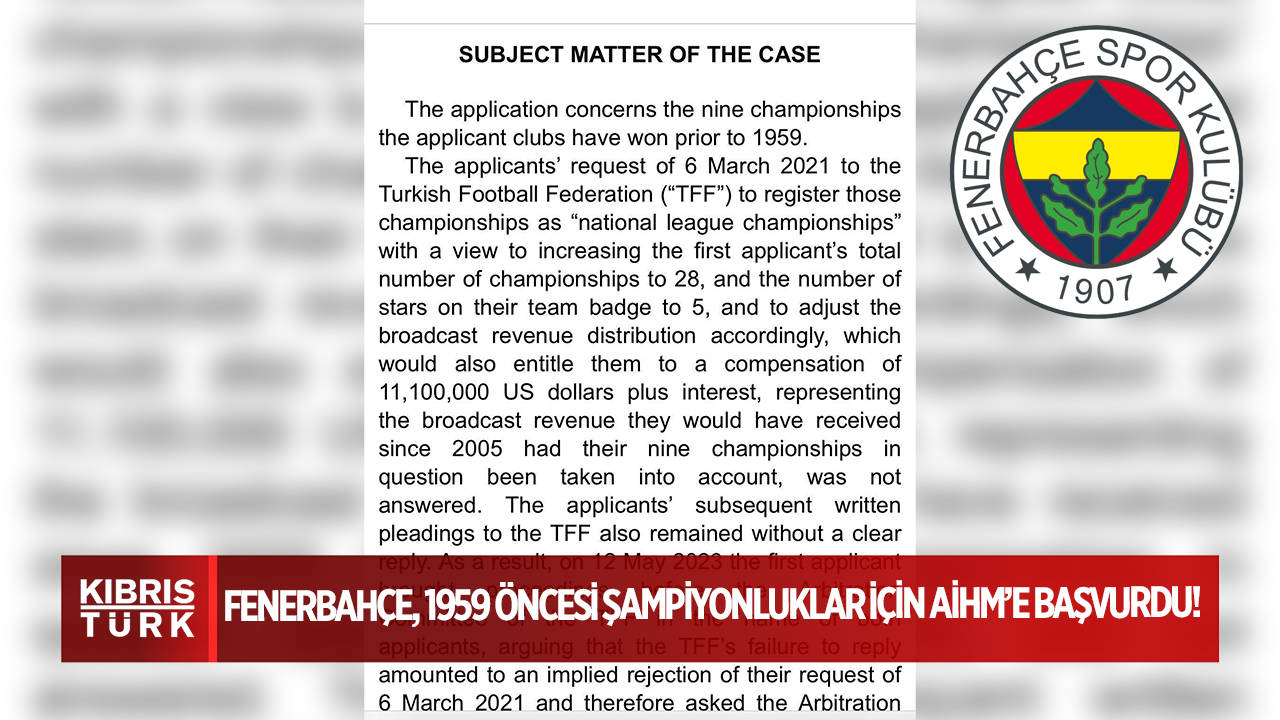 Fenerbahçe, 1959 Öncesi Şampiyonluklar İçin AİHM’e Başvurdu!